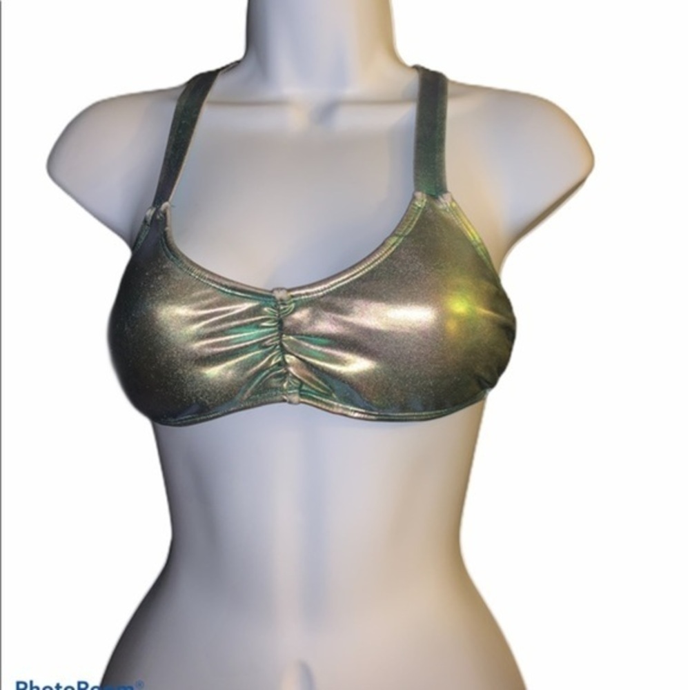 Xhilaration size S green metallic bathing-…